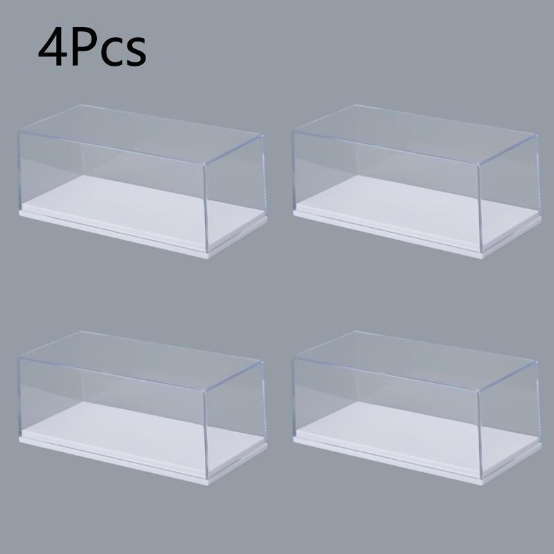4 Transparent Dust-Proof Acrylic Display Boxes, / Base Options, 4.17x1.87x1.87 Inches, Ideal for 1:64 Scale Models, Collectibles, Toy Storage