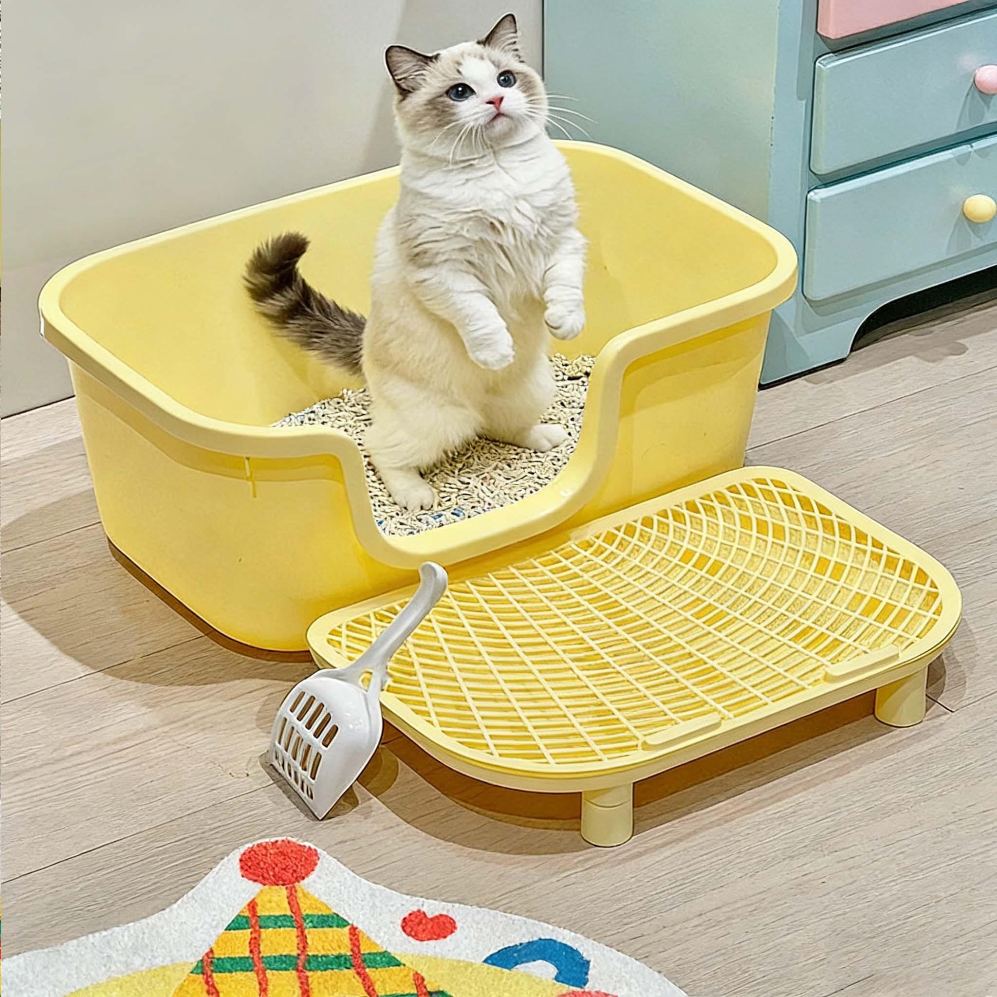 Large Cat Litter Box Lid, Anti-Scatter Design, Automatic Cleaning, Portable for Kittens and Maine Coon Cats, Pet Accessories
