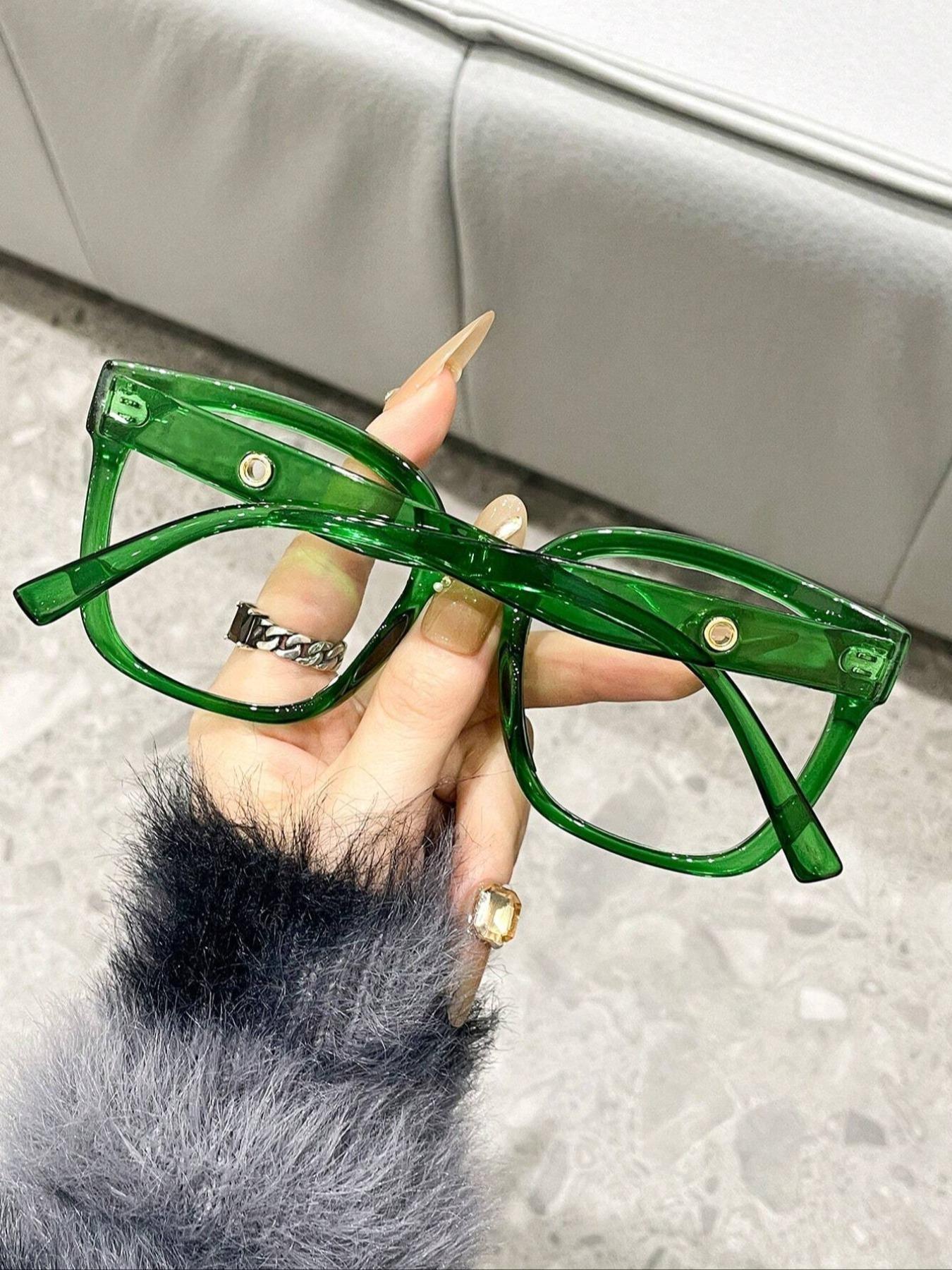 Women's Square Hollow Out Flat Lens Anti-Blue Light Glasses, Casual Leopard Pattern, Polycarbonate Frame, Suitable for Photography and Daily Wear, Stylish Square Frames, Leopard Pattern Eyeglasses