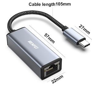 BENFEI Network Adapter HUB with USB-C to Ethernet RJ45 Gigabit Ethernet LAN Thunderbolt 3/4