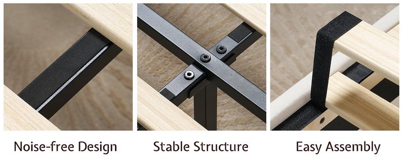 VanAcc LED Bed Frame with 2 Storage Drawers, Upholstered Platform Bed with Adjustable Headboard, No Box Spring Needed, Easy Assembly