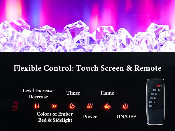 VanAcc Modern TV Stand with Fireplace for Living room, 70"/80" Entertainment Center with LED Lights, Flip Doors & Corner Glass Decor, Large Storage Space Apartment Furniture for TVs up to 80"/90"