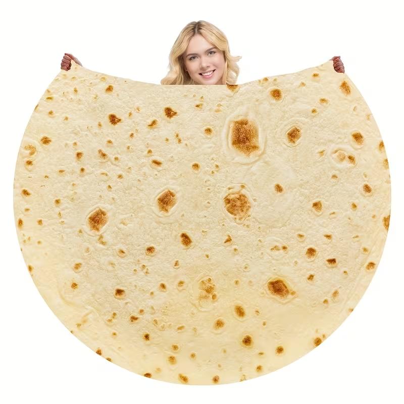Mexican Fun Tortilla Wrap Blanket, Adult Pet Size Birthday Gift, Soft Cozy Flannel Corn Tortilla Blanket, Flannel Blankets, Round Beach Towel/picnic Blanket, Throw Blanket