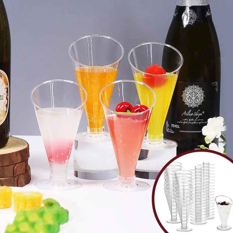 30Pcs 4oz Creative Slant Rim Clear Plastic Disposable Assemble Cups Perfect For Cocktail Wine Champagne Tequila Mimosa Bar Wedding Engagement Party Also For Mousse Cake Dessert Pudding Ice Cream