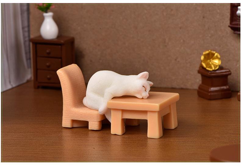1pc Resin Cats Ornament Kitten Figurine Animal Miniature Fairy Garden Doll House Decoration DIY Micro Landscape Home Decor
