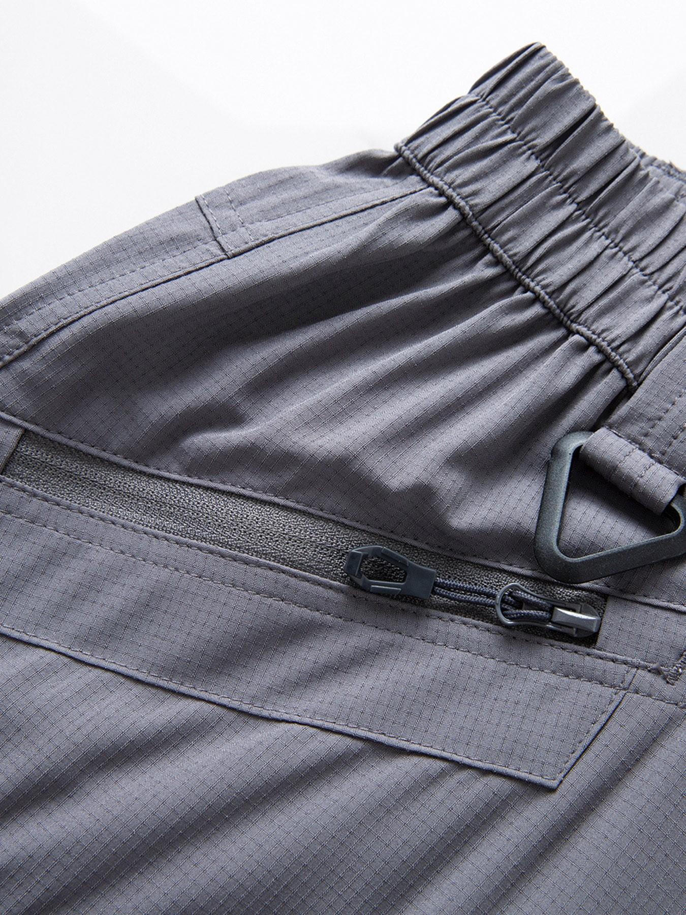 Men's Solid Color, Plain Cargo Quick Dry Hiking Pants, Elastic Waist Breathable Stretch Outdoor Trekking Trousers, Wrinkle‑Resistant Durable Work Pants with Multi Zipper Pockets for Mountaineering Fishing Camping Daily Wear, 6 Colors