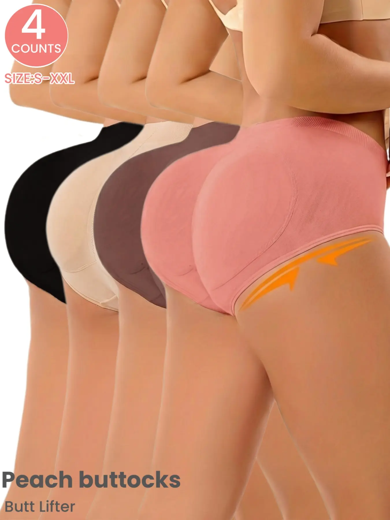 Seamless Padded Butt Lifter Panties for Women,Hip & Booty Enhancer Underwear with Removable Pads,Women's Seamless Butt Lifter Underwear, Hip Enhancement Shapewear,Casual Plain Surface Design, Comfortable & Stylish,Padded Panties for Dresses,Weddin