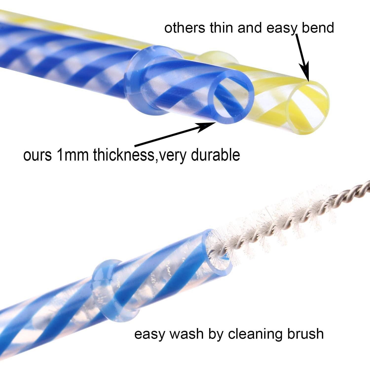 12 count 11 Inch  Plastic Thick  Straws for 16 OZ 20 OZ 30 OZ ,,,  Tumblers with Brush (11inch, Mix 12color)