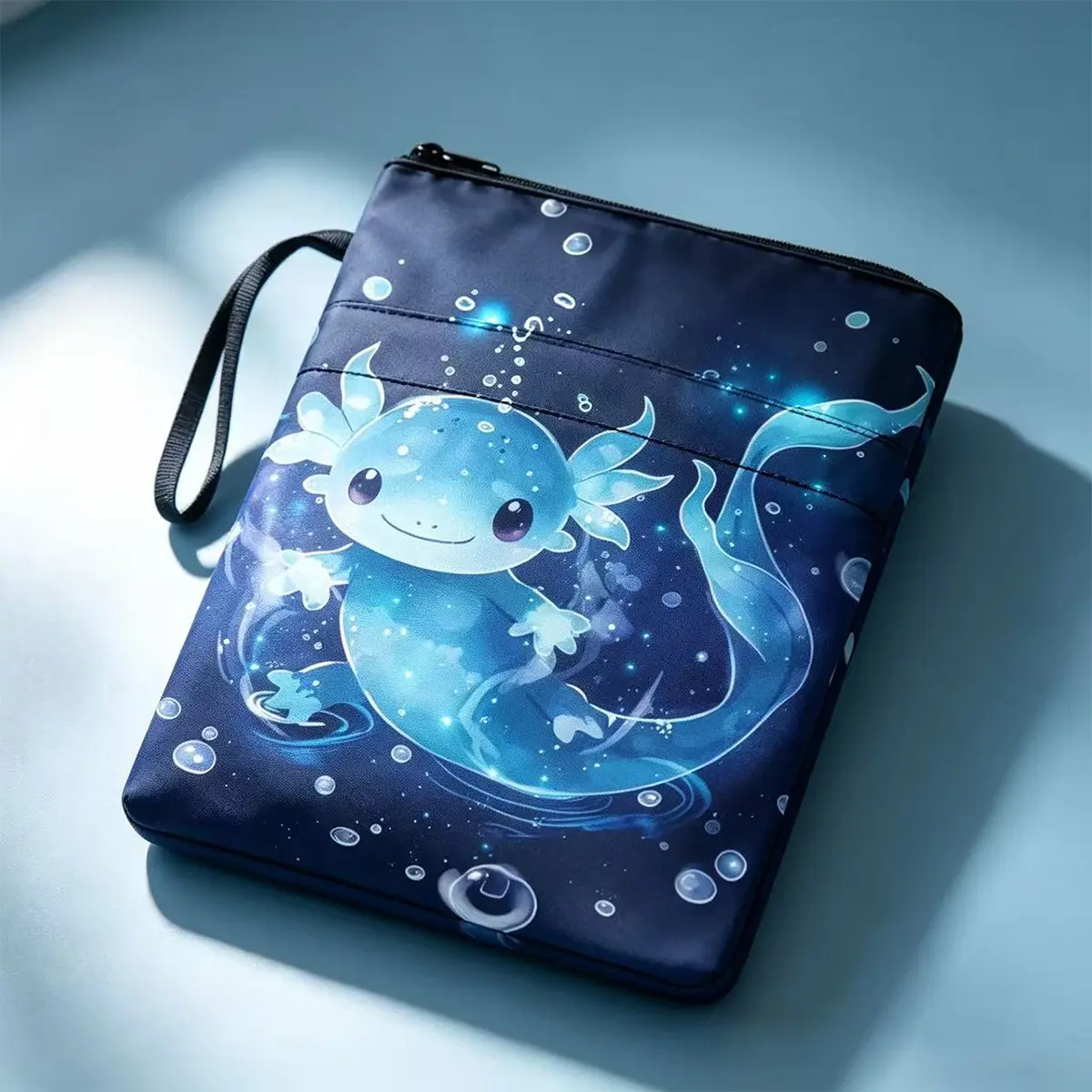 Multi-Pocket Tote Backpack Set, Washable Durable Fabric, Perfect for Books Tablets Phones Stationery, Cute Salamander Zipper Book Cover