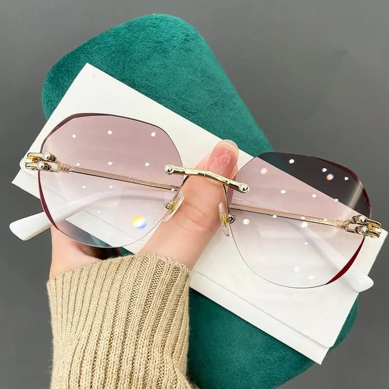 New style frameless polygonal metal frame women's eyeglass frames