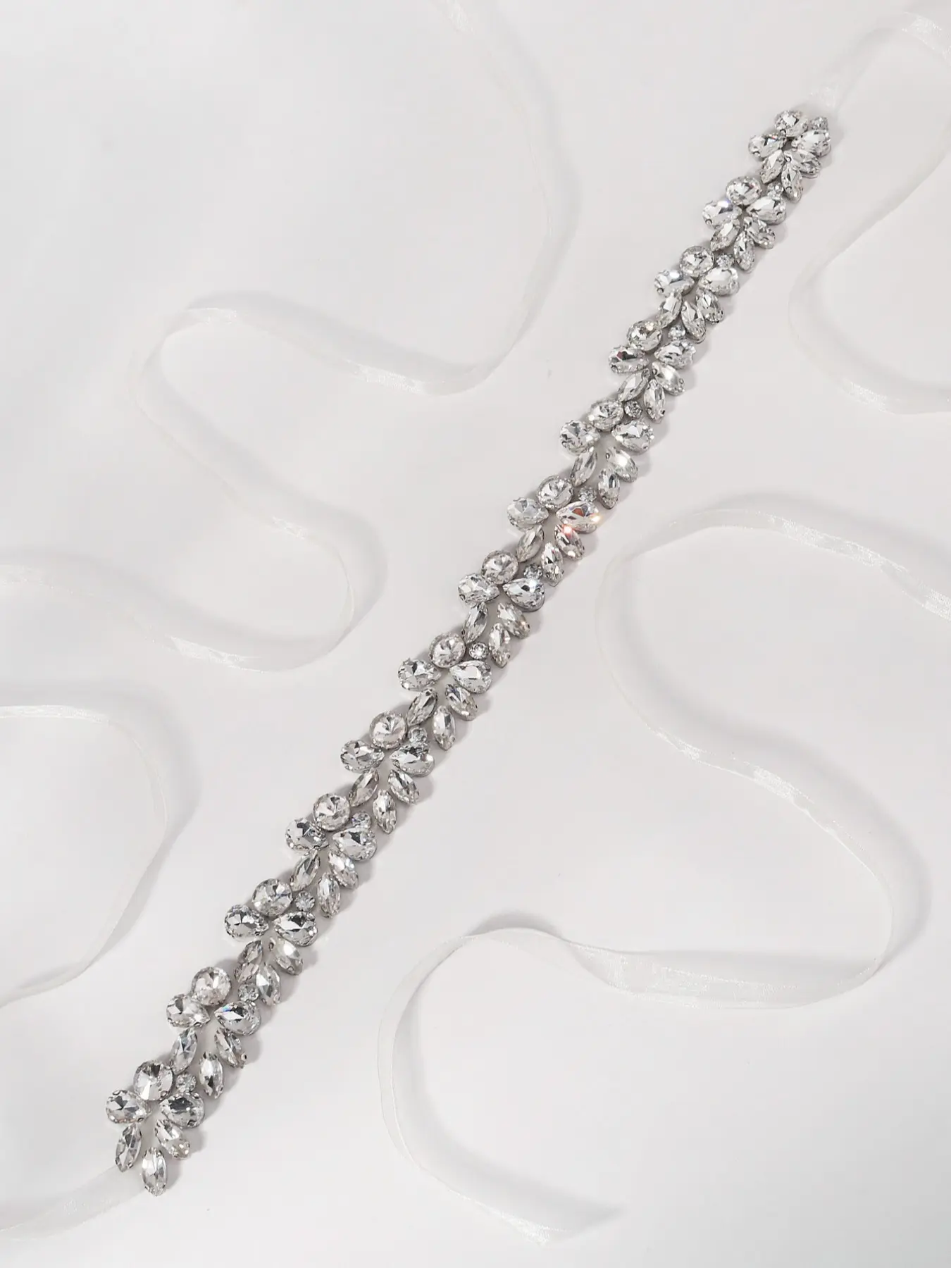 Bridal High-End Sparkling Rhinestone Waist Belt For Dress, Heavy-Duty Rhinestone Organza Ribbon Sash, Wedding Bridesmaid Evening Gown Accent, Belts For Dresses