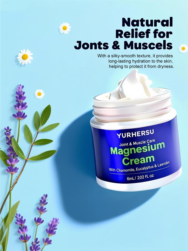 Nighttime Calming Magnesium Cream, Lavender & Grape Seed Oil, Deep Moisturizing Body Balm, Daily Massage & Hydration Care