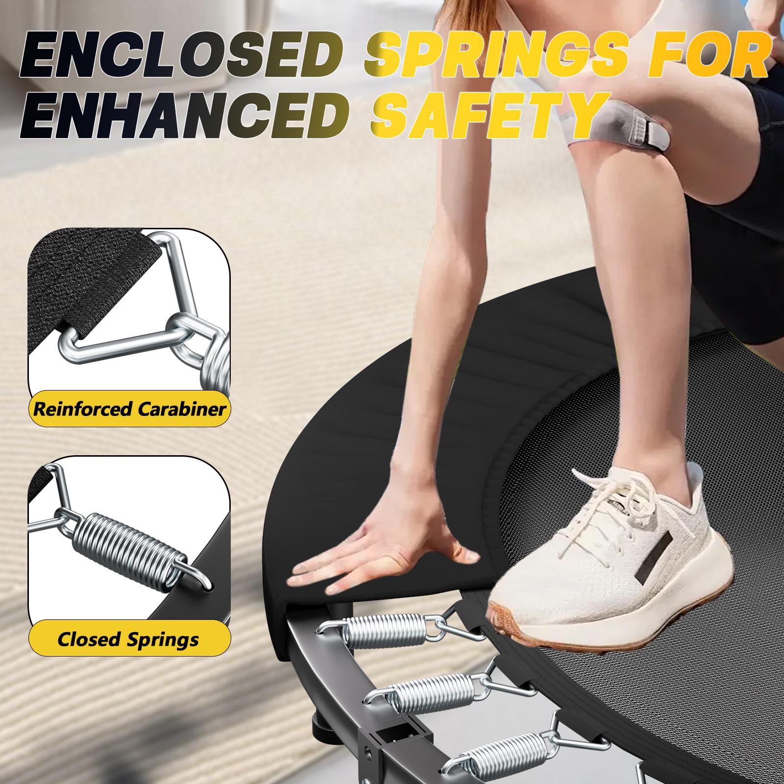 SkyBound Foldable Trampoline with Adjustable U-Bar Handle 40inch Quiet Bouncing for Motor Skill Training 32 Hig,h-Quality Springs Easy to Store Portable Cardio Equipment,gym stuff,gym accessories,exercise equipment SkyBound Foldable Trampoline with Adjustable U-Bar Handle 40inch Quiet Bouncing for Motor Skill Training 32 Hig,h-Quality Springs Easy to Store Portable Cardio Equipment,gym stuff,gym accessories,exercise equipment