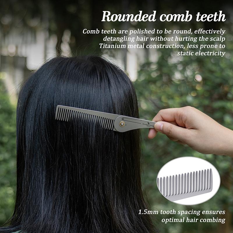 Boundless Voyage Titanium Hair Comb, Ultra-Light Portable Massage Bang Beard Comb, Anti-Static Metal Comb, Styling Tool, Hair Styling Tools, Combs For Hair Stylist, Barber Comb