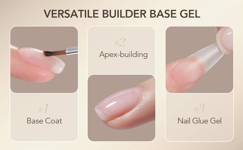 GAOY 30g Builder Base, Clear Nail Builder Gel, 2-in-1 Soak Off UV Gel for Nail Strengthening and Building, UV Light Cure