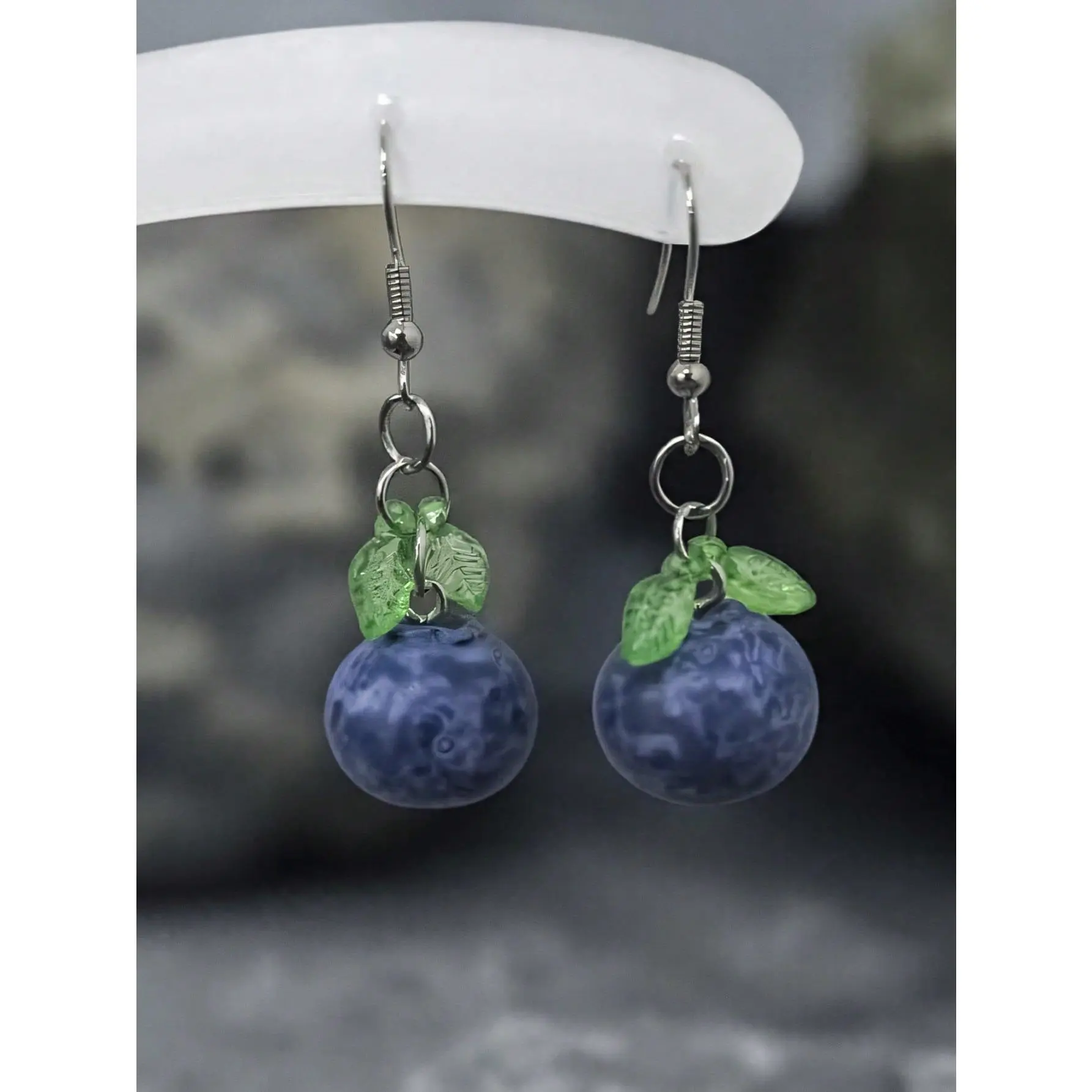 1 Pair Cute & Fun Realistic Blueberry Earrings, Suitable For Women's Everyday Or Vacation Outfits