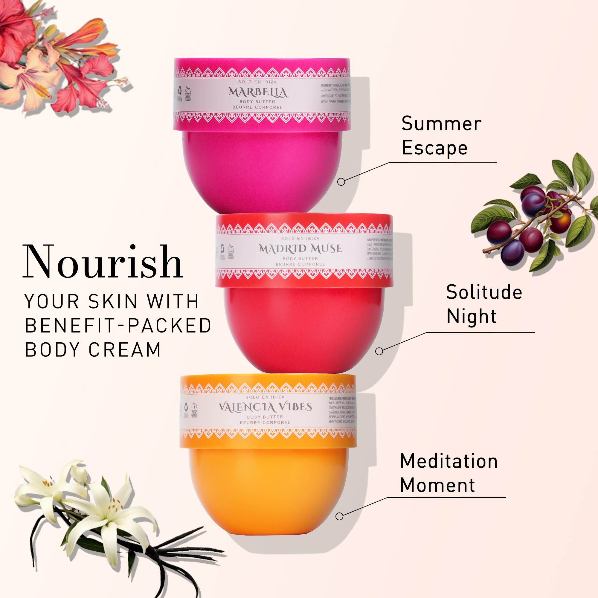 SOLO EN IBIZA 3 PCS Body Butter Set 50g/1.76.oz MADRID MUSE, VALENCIA VIBES, MARBELLA Scents Moisturizers Cosmetic