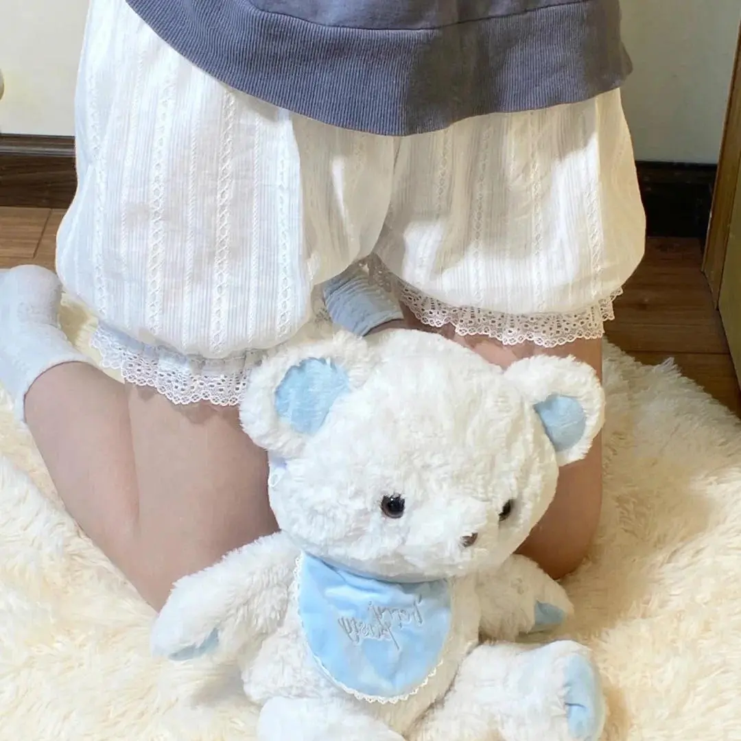 Women Girls Cotton Lace Ruffle Bloomers Short Panties White Anti Exposure Safety Pants Lolita Knickers Shorts Dress Pettipant