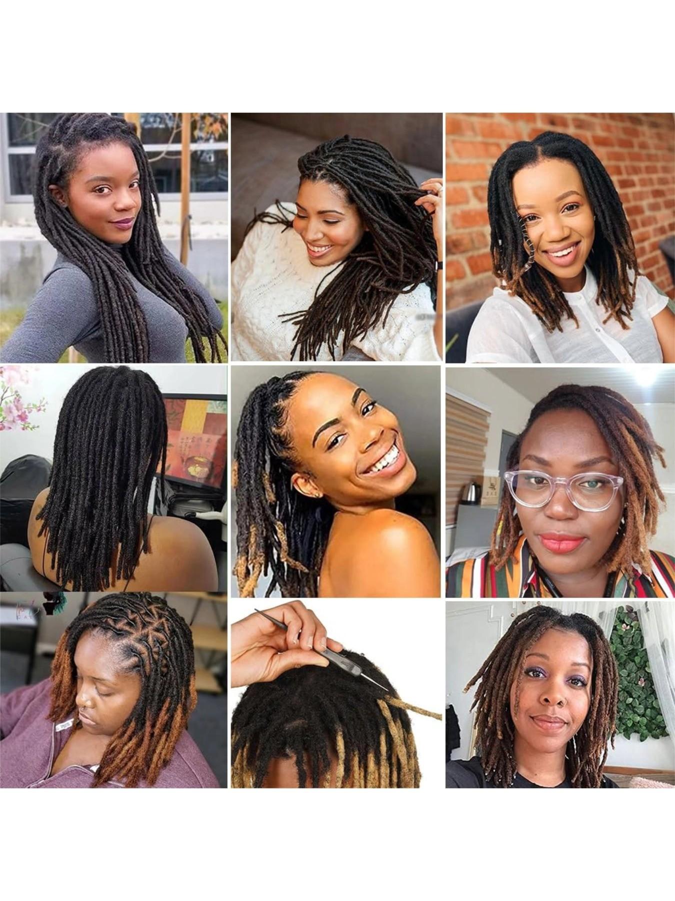 Handmade Human Hair Dreadlocks,0.6cm Dreadlock Extension 100% Full Handmade Permanent Dreadlock Extension for Women/Men/Kids Can Be Dyed Bleached  (0.6cm #1B/27, #1B/30#, 1B/99J#,27#, 30#, #99j, 4-16 inch 10-60 Strands)