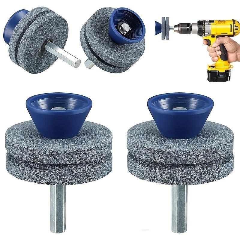 Universal Wear Resistant Lawn Mower Blade Sharpener, Quality Double Layer Corundum Lawn Mower Blade Sharpener For Any Power Drill Hand Drill, Double-Layer Grindstone Not Easy Damage
