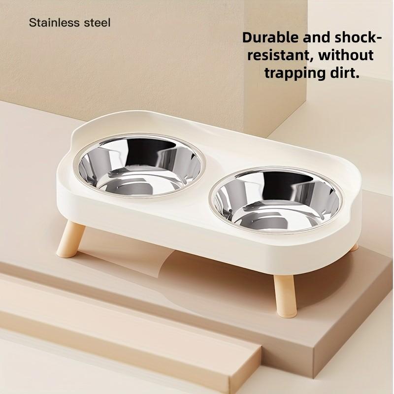 Anti-Tip Dual Bowl Cat Food Bowl, Large Capacity High Design, Universal for Cats and Dogs, Separated Feeding Water Bowls, Pet Essential