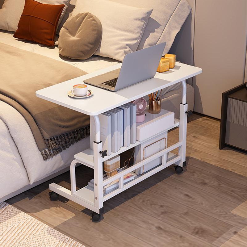 80x40cm Portable Rolling Desk on Wheels Adjustable Height Mobile Computer Desk for Small Space Small Standing Desk with Storage Shelves for Home Office Study