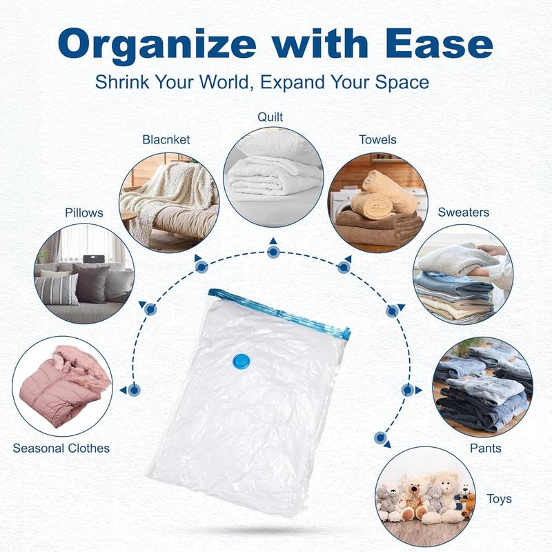 Vacuum Storage Bags with Multiple Sizes Electric Air Pump Space Saver Bags, Vacuum Sealed Bags for Comforters, Blankets, Clothes Storage
