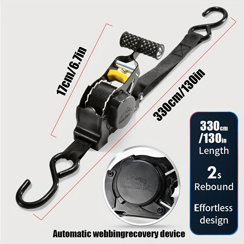 Automatic Retractable Cargo Tie Down Strap with Buckle Ultra Durable Nylon, Anti-Rust, Non-Slip, Secured Load Management, Cargo Trailer Straps, Perfect Holiday Gift