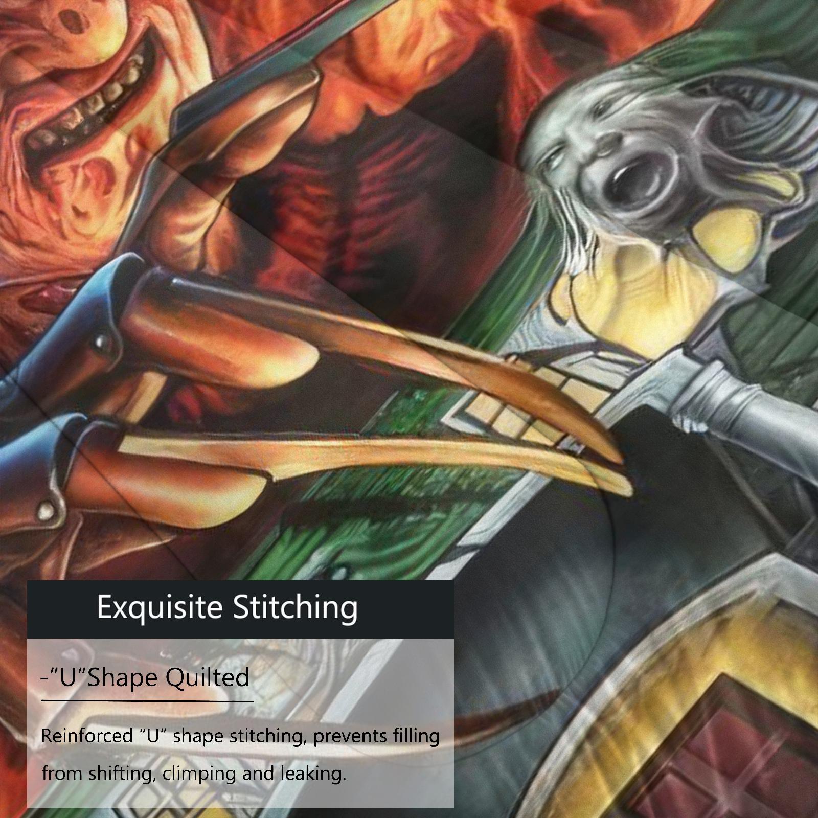 Dark Horror Style Comforter Set-with Silk-Cotton Filling, Dark Horror Theme Element Printed Bedding Set, Includes 1/2 Pillowcases - without Core,Eerie and Thrilling, Soft and Comfortable,Perfect for Horror IP Fans' Bedding Decor, Decorative Bedding Set