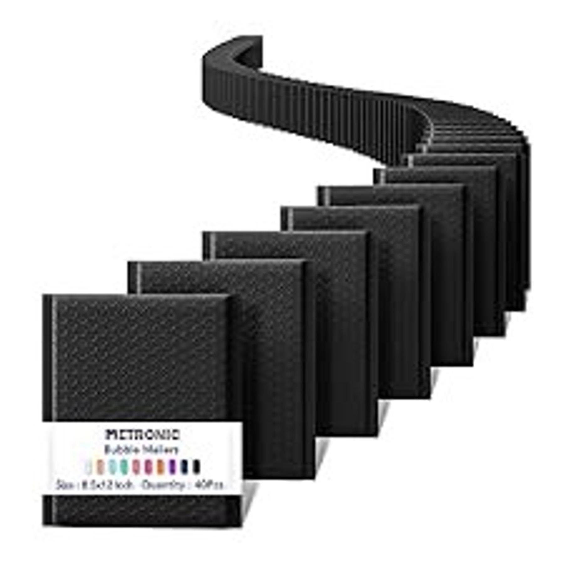 Bubble Mailers 8.5x12" 40 Pack Black Padded Envelopes Usable Size 8.5 x 11" Strong Adhesion Bubble Envelopes Medium Mailing Envelopes Bubble Padded for Small Business Shipping Books Clothes