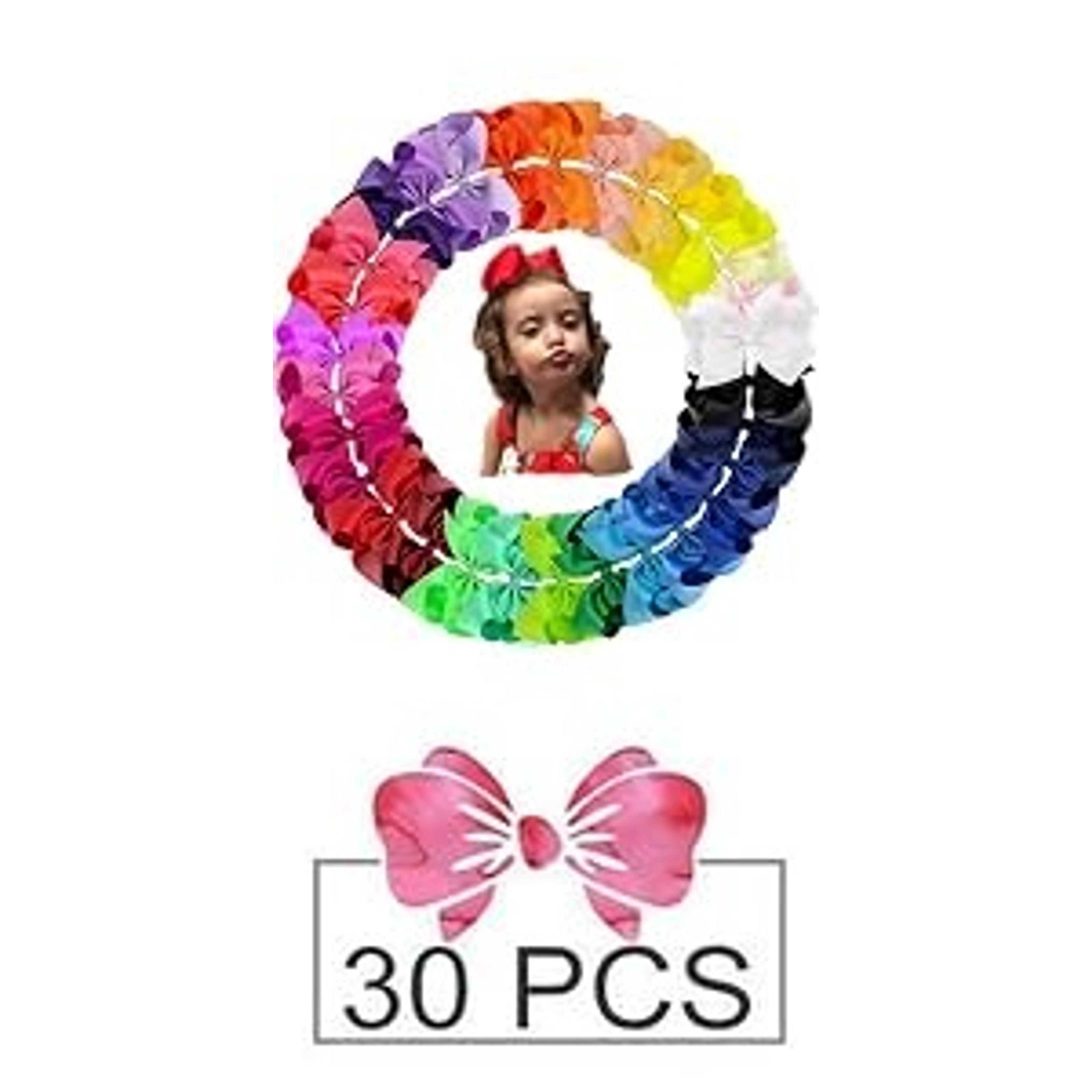 Hair Bows for Girls, 30 Colors 6 Inch Grosgrain Ribbon Hair Bows Clips Alligator Clips Barrettes Hair Accessories, Back to School, Party, Photography, Christmas, Travel | Grosgrain Ribbon Bows Hair Alligator Clips Hair Barrettes for Girls Toddler Inf