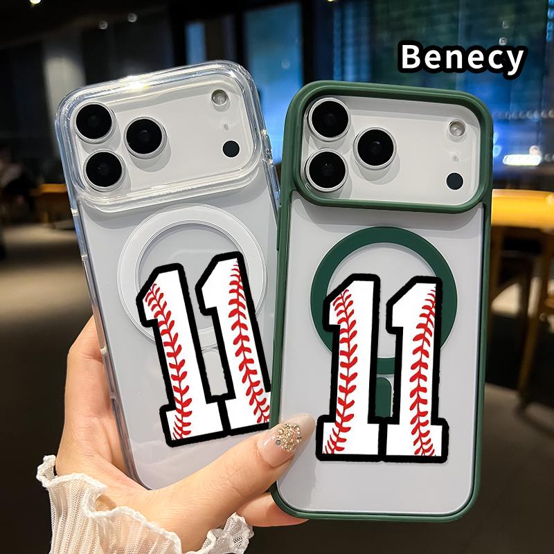 Baseball - Number Eleven Pattern Magnetic Phone Case for iPhone 17 16  Pro Max Plus 15 14 13 12 11 Air E  Non-Yellowing Shockproof Soft Silicone Transparent Acrylic Supports Wireless Charging Cover