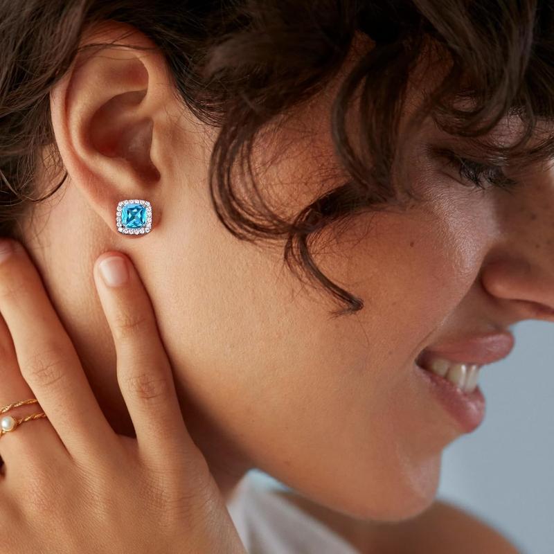 MILACOLATO Cubic Zirconia Stud Earrings Hypoallergenic 925 Sterling Silver Post Earrings Big Brilliant Stud Earrings for Women Men