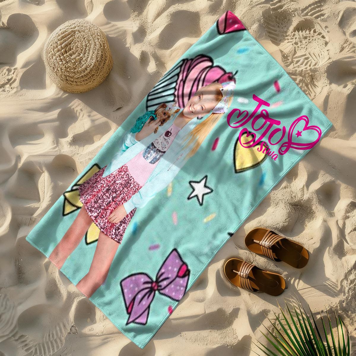 JoJo Siwa design  beach towel, soft texture, beach blanket, is a soft and lightweight sand blanket for travel, swimming pool, surfing, yoga, camping, travel towels, personalized towels. Is Christmas, Holidays, Birthdays, Halloween