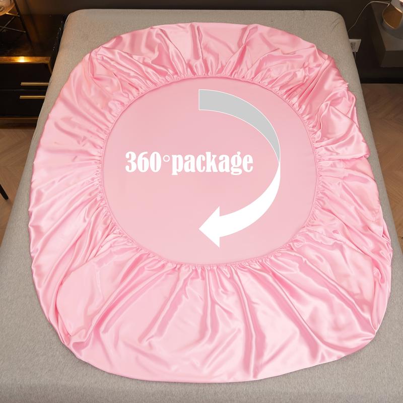 Solid Color Fitted Sheet Set, 3 Counts/set Including 1 Fitted Sheet & 2 Pillowcases without Filler, Soft Comfortable Bedding Set for Bedroom, Dormitory, Halloween Decor