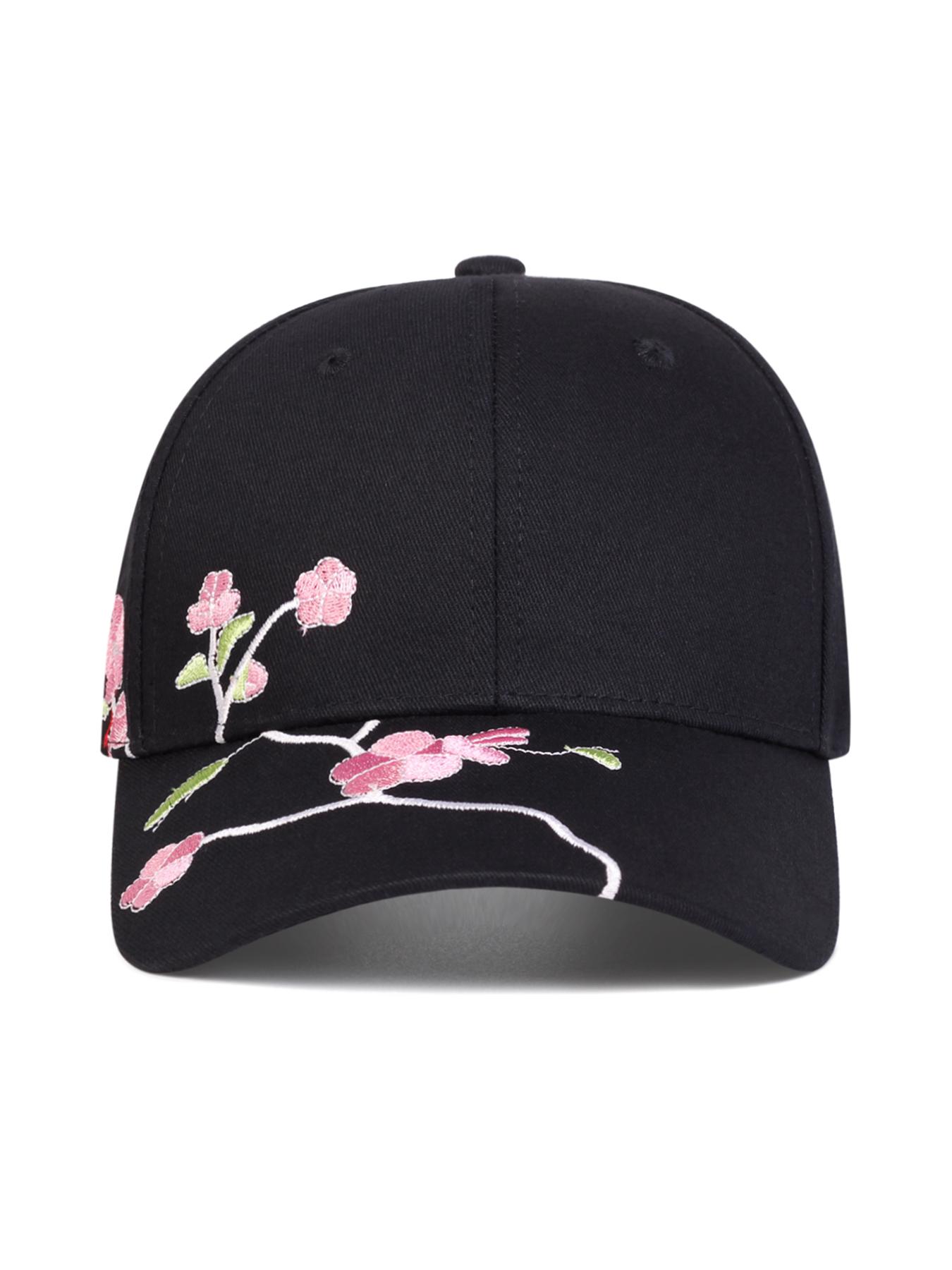 Elegant Plum Blossom Embroidered Fitted Baseball Cap Adjustable, Fashionable Floral Design Hat, Versatile Casual Headwear for All Seasons