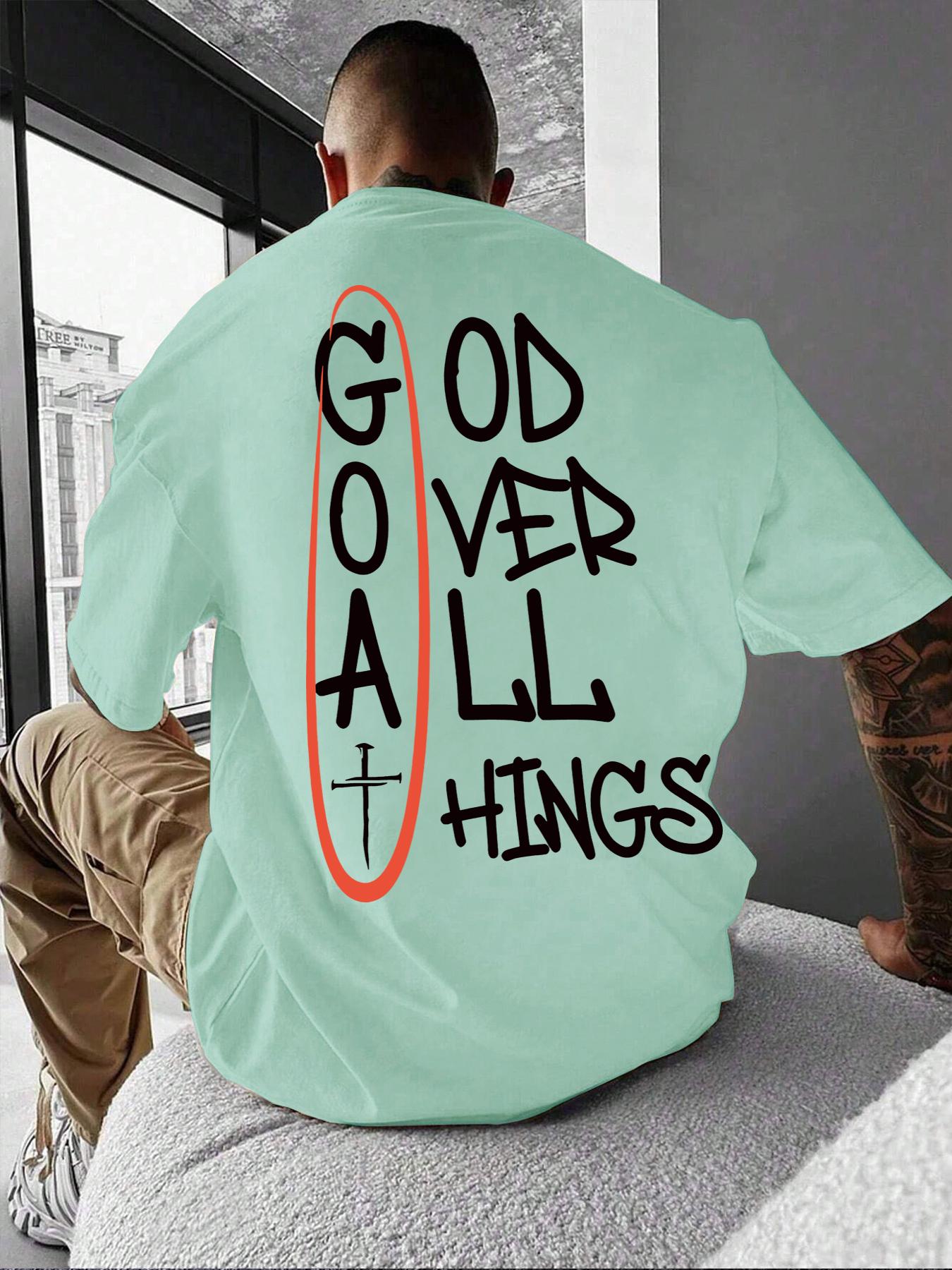 Men's Letter Print Round Neck Tee, Loose Street Fashion Short Sleeve T-shirt for Daily Wear, Casual Comfy Top for All Seasons