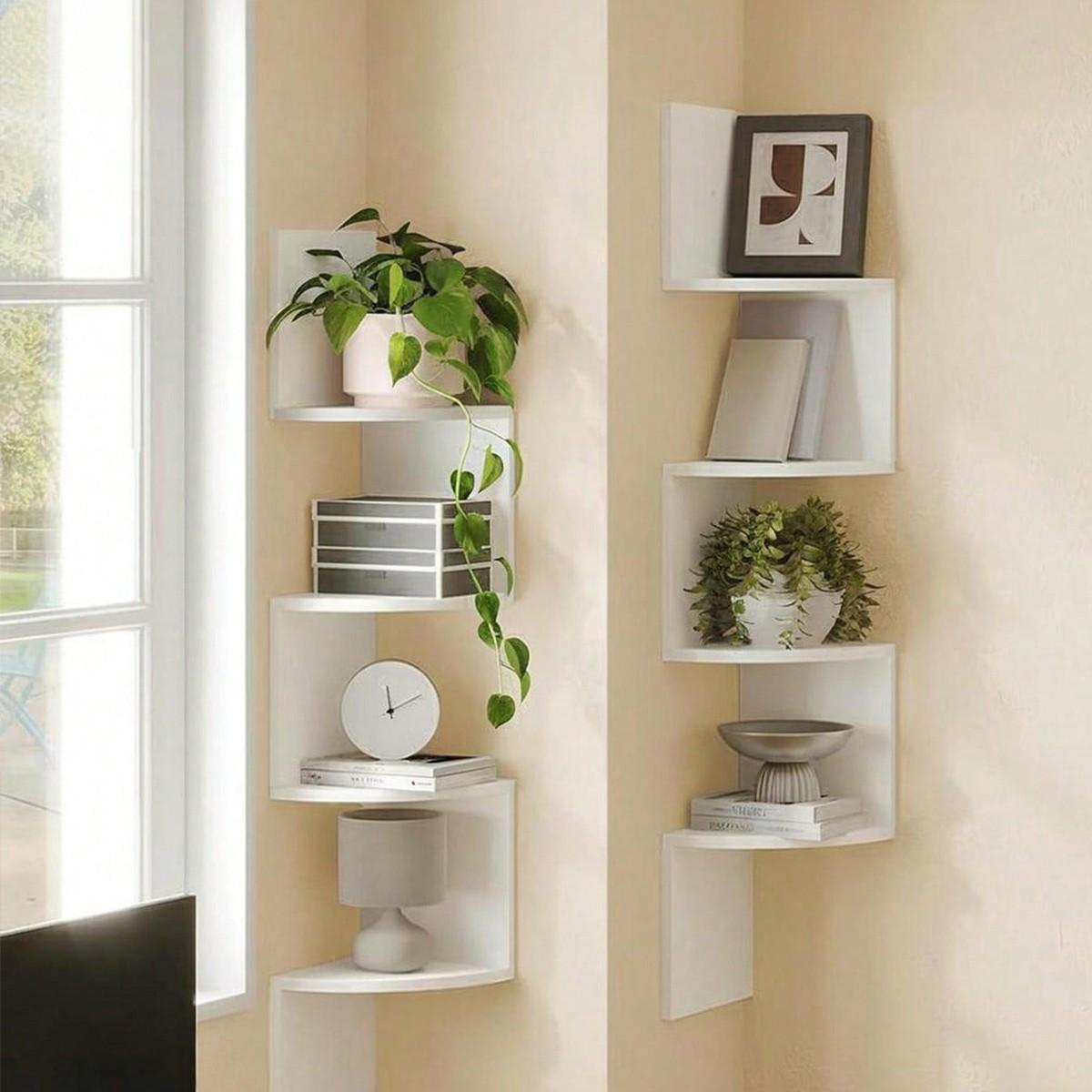 Multi-Layer Adjustable Wall Corner Shelf, Wall Mounted Organizer, Durable PVC Material, Modern Simple Style Decor, Minimalist, Suitable for Bedroom, Bathroom, Dormitory, Living Room, Balcony