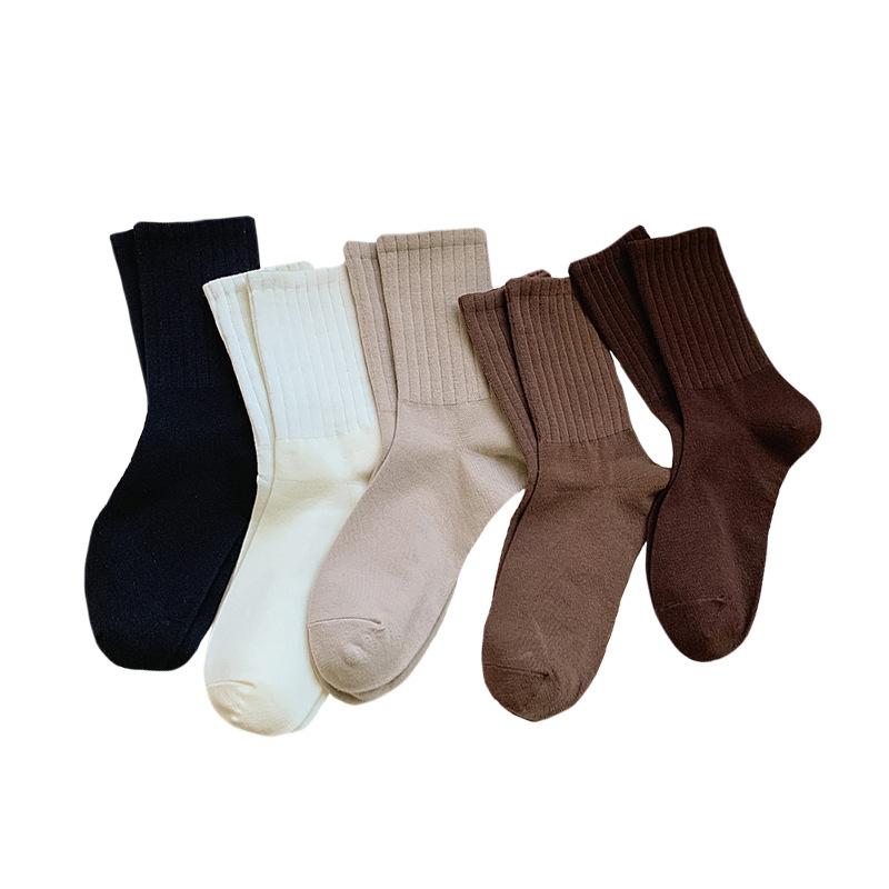 Mid Tube Socks , Vertical Stripes, Solid Color,   Sweat Absorbing Socks, Student Office Workers, Sports Long Socks, Soft Winter Womenswear Women