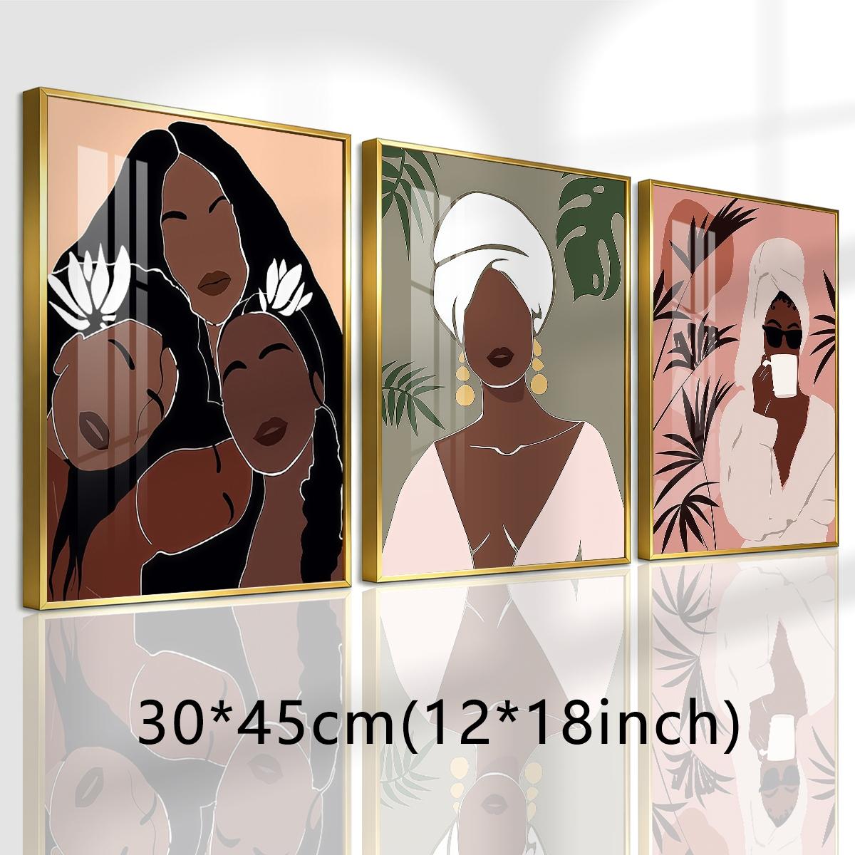 3 Counts Aluminum Alloy Framed Painting, Abstract Women Portrait Art Pictures, Home Decoration For Living Room, Bedroom, Office, Restaurant, Hallway Wall Decor, Odorless Print Artwork, Luxury Perfect Gift For Friends And Family