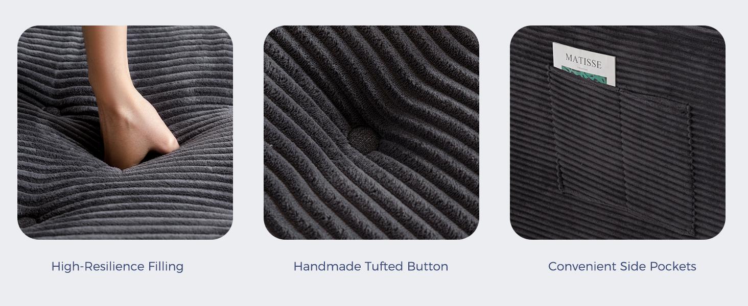 MAXYOYO Loveseat Boneless Cloud Couch, Modular Sectional Sofa Couch for Living Room, Sofa in A Box, Upholstered Cozy Chair with Tufted Craft, No Assembly Required