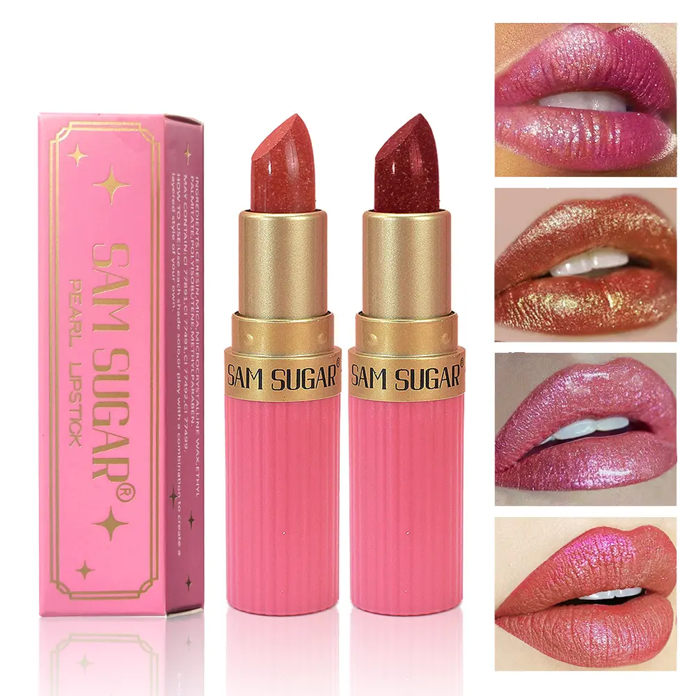 6-color chocolate stick lipstick makeup, pearlescent matte, long-lasting, matte, waterproof lipstick
