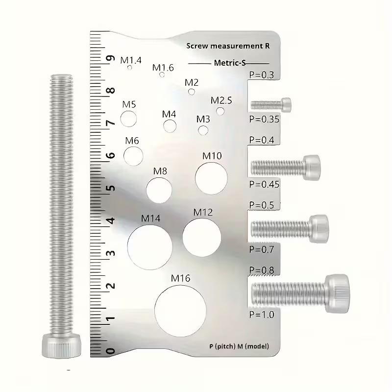 304 Stainless Steel Screw Measuring Ruler, Durable and Precise Thread and Distance Measurement, Screw and Bolt Caliper, M12 Precision Gauge