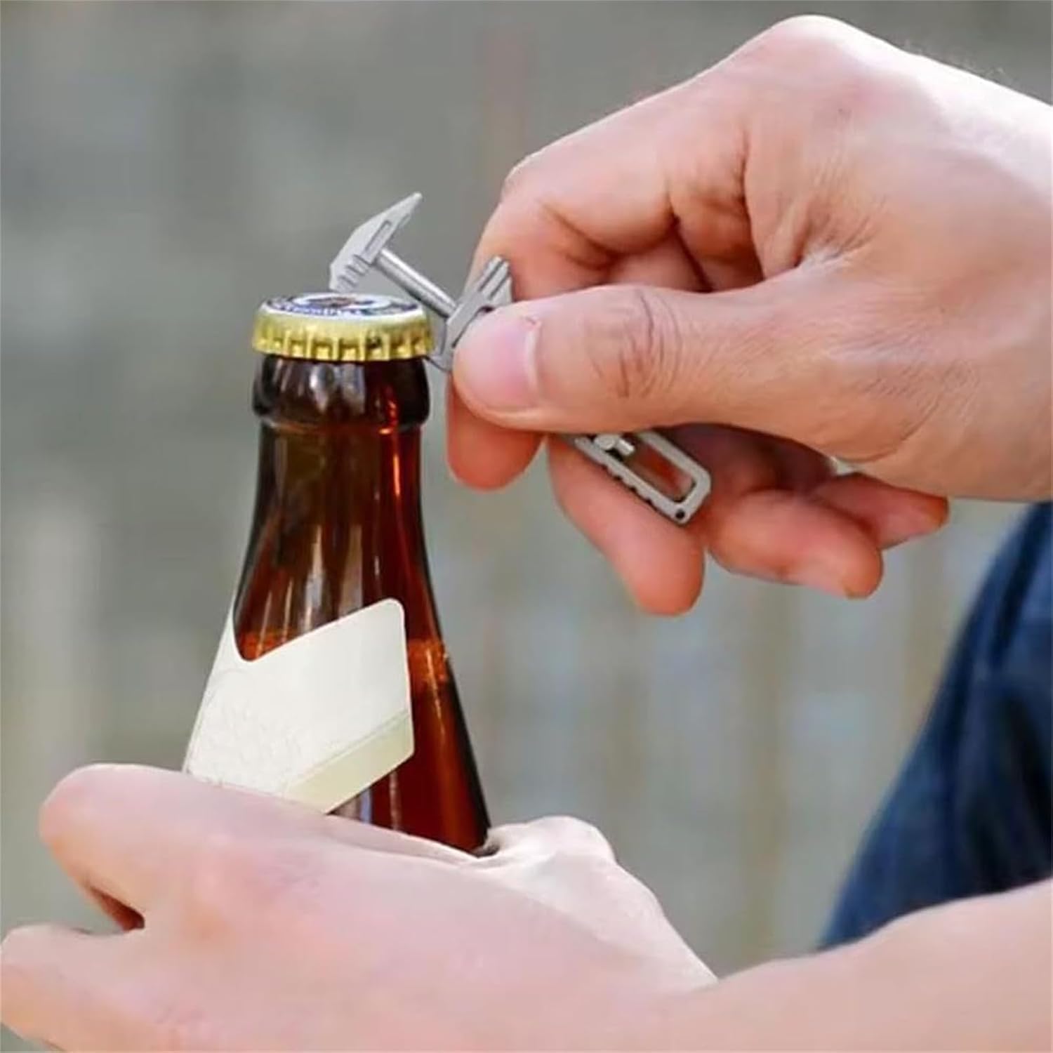 Titanium Alloy Multi-Function Tool, Portable Mini Adjustable Wrench, Bottle Opener Keychain, Ideal for Travel Hiking Fishing