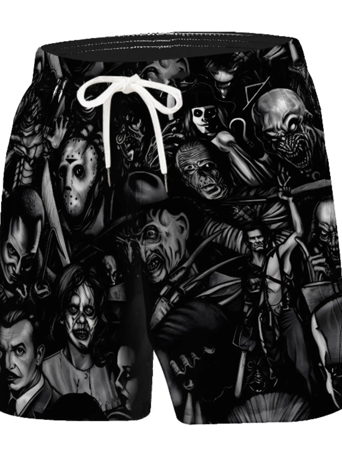 Men's Printed Casual Shorts, Comfy Shorts, Casual Wear Shorts, 3D Horror Movie Character Pattern, Hip Hop Beach Pants, Athleisure Street Shorts, Breathable Quick Dry Design, Comfortable Drawstring Waist