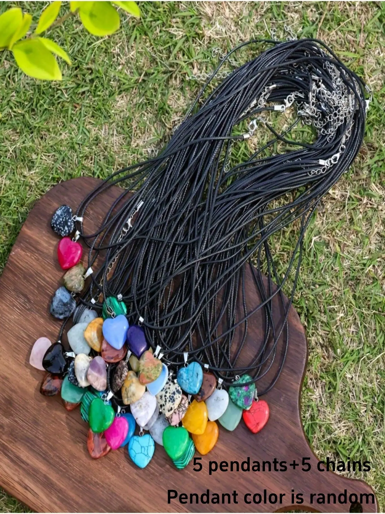 30-Piece Set Random Color Crystal Heart Pendants with Chains, Trendy Necklaces Set, DIY Jewelry Kit, Perfect for Women, Parties, Halloween Gifts