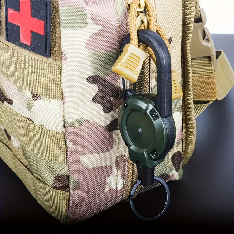 2-Pack Heavy Duty Retractable Keychains - Multi-Function Carabiner with Super Strong Steel Cable, Easy to Use, Unisex Design for Hiking, Camping & Climbing