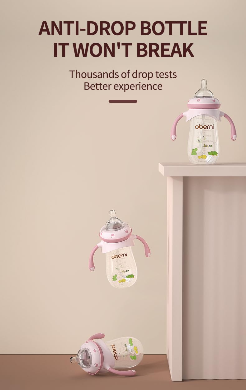 Oberni 9oz Anti-Colic Baby Bottles with Weighted Straw & Non-Slip Handle BPA-Free Silicone Nipple for Newborns 12+ Months Safe Feeding Oberni 9oz Anti-Colic Baby Bottles with Weighted Straw & Non-Slip Handle BPA-Free Silicone Nipple for Newborns 12+ Months Safe Feeding