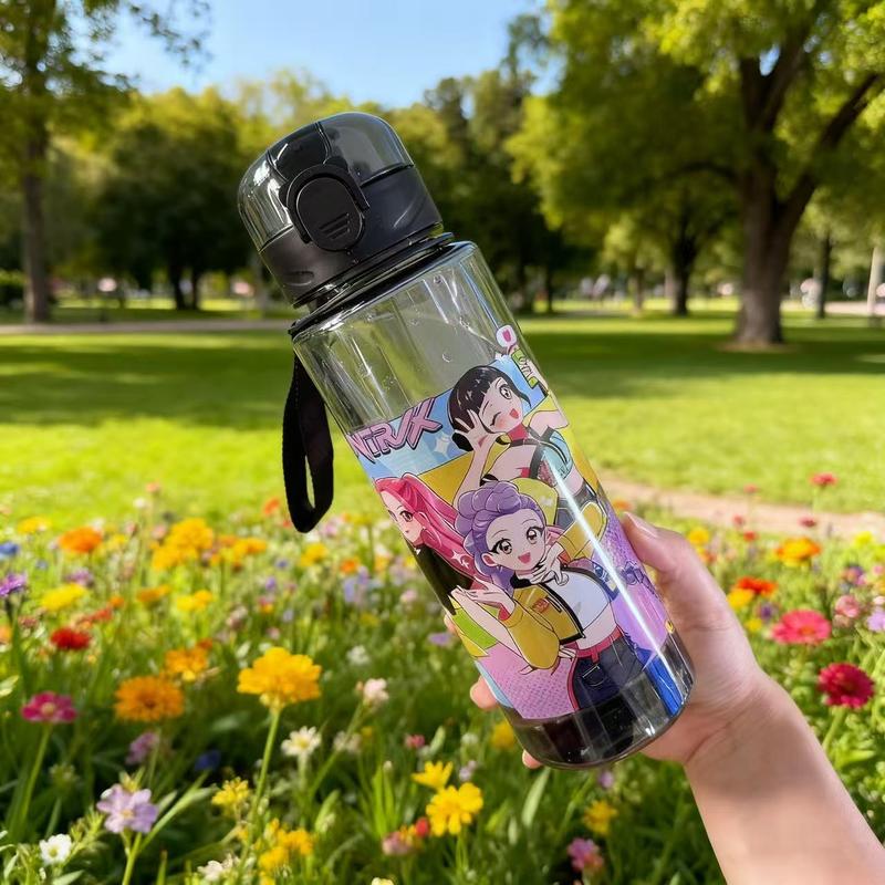 Reusable Hard Plastic Water Bottle with Lid and Straw, 700ML Eco-Friendly Alternative, Perfect for School, Travel, Halloween Party Props