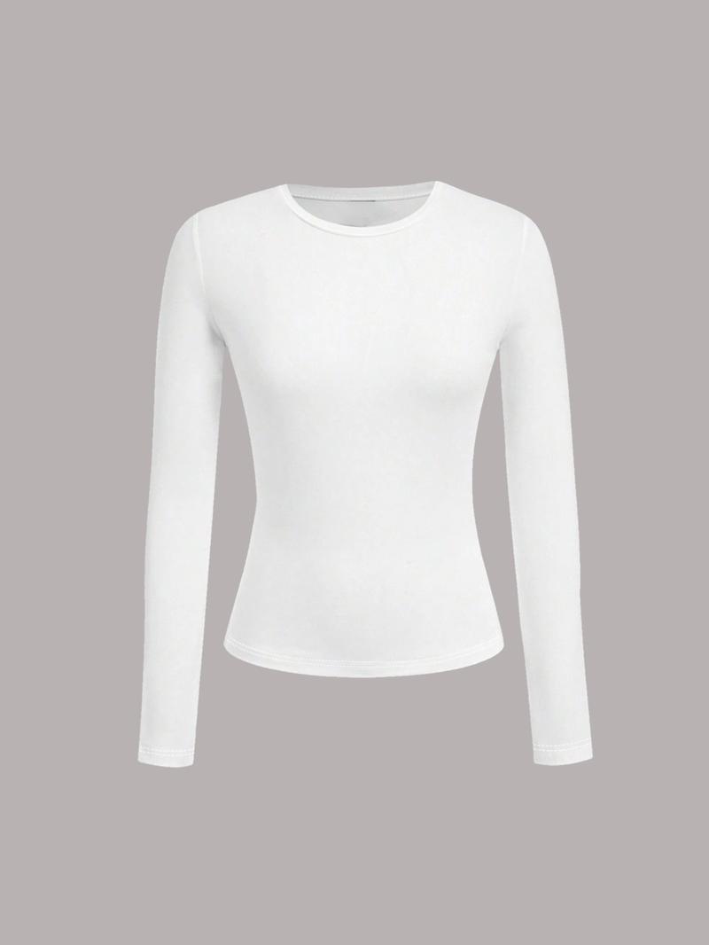 Women's Plain  Top & Camo Print Wide Leg Pants Two-piece Set, Casual Fashion Cozy Round Neck Long Sleeve Top & Trousers for Daily Outdoor Wear, Ladies Clothes for All Seasons